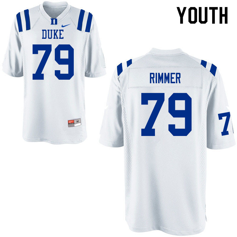 Youth #79 Jacob Rimmer Duke Blue Devils College Football Jerseys Sale-White